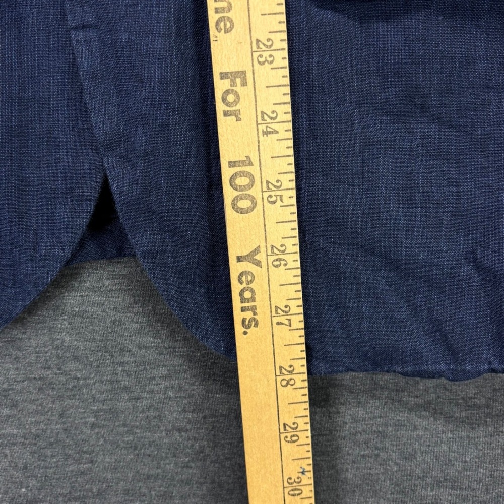 H&M Blazer Mens 34R Slim Fit Navy Linen Sport Coat Two Button Lightweight Casual - Picture 4 of 13